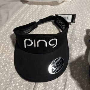 NWT Ping Golf Black Sun Visor Flex Fit Hat USA Adjustable 110